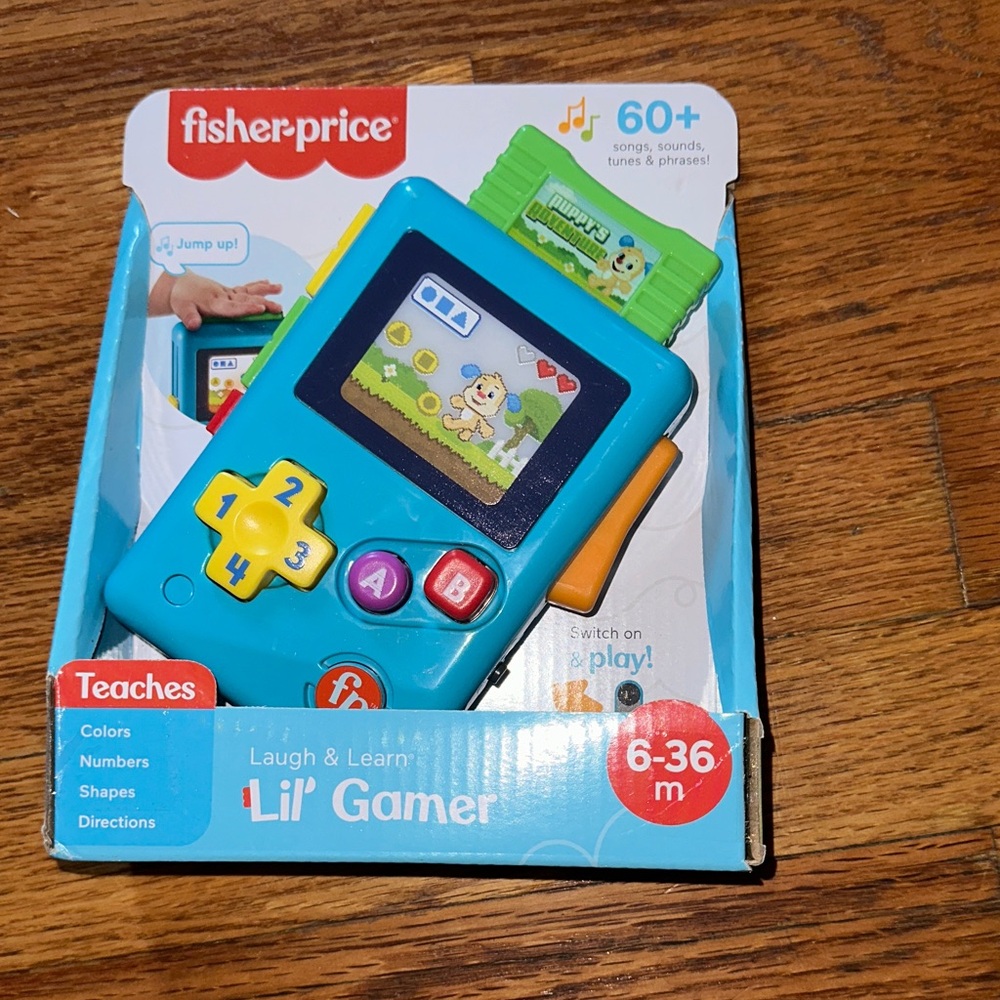 Fisher-Price Lil' Gamer Handheld Toy in Bright Blue with Yellow Buttons